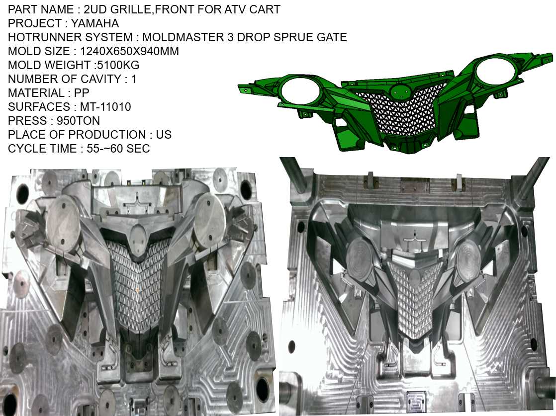 GRILLE FRONT FOR ATV CART MOLD